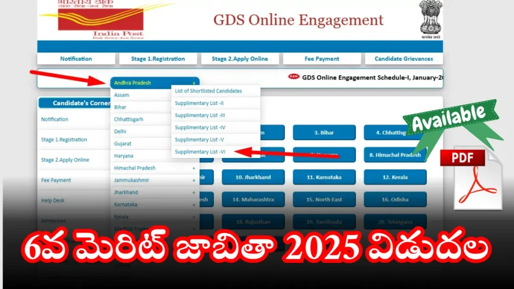 India Post GDS 6th Merit List 2025